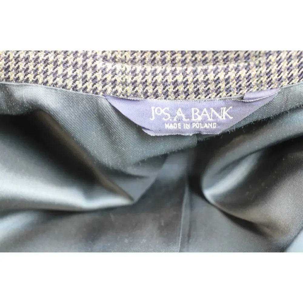Jos A Bank Blazer‎ Men's Size 41R 100% Wool Houndstooth Executive Collection